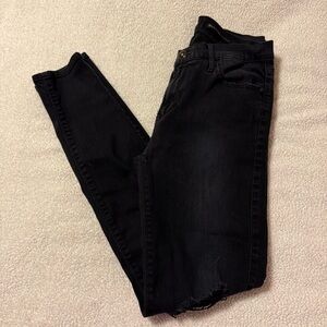 Black Orchid Distressed High-Rise Skinny Jeans Faded Black Wash Knee Holes